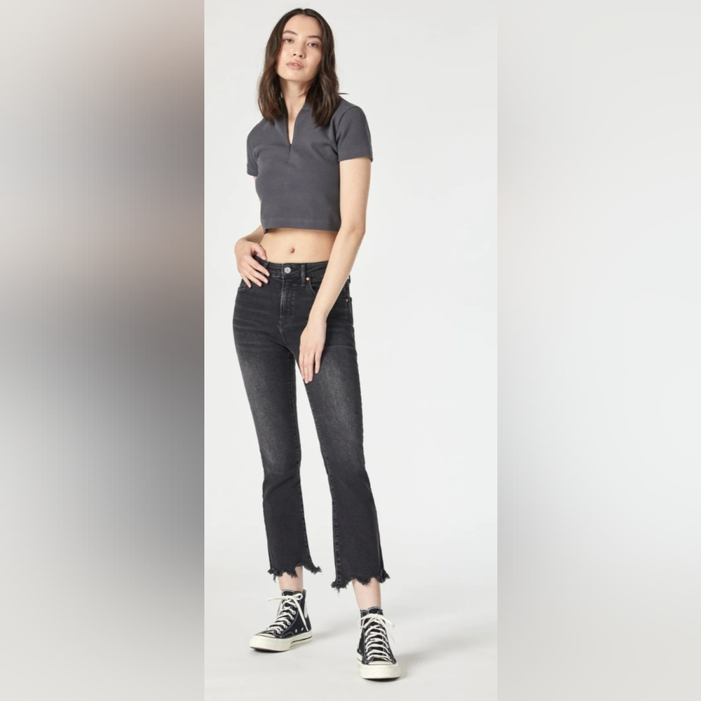 NWT Mavi Anika smokey ripped vintage mid rise crop flare frayed hem 5 pocket